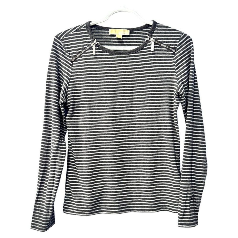 MICHAEL Michael‎ Kors Nautical Striped Zip Shoulders Top S
